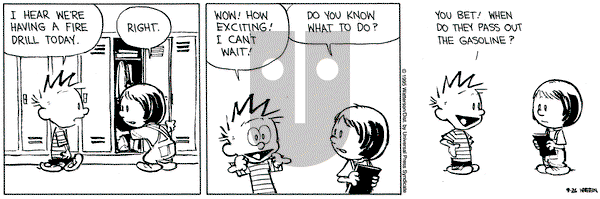 Calvin and Hobbes on Tuesday September 26, 1995 Comic Strip