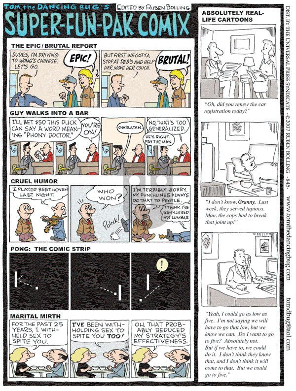 Tom the Dancing Bug on Saturday April 7, 2007 Comic Strip