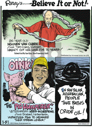 Ripley's Believe It or Not on Thursday January 31, 2013 Comic Strip