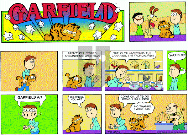Garfield on Sunday April 12, 1981 Comic Strip