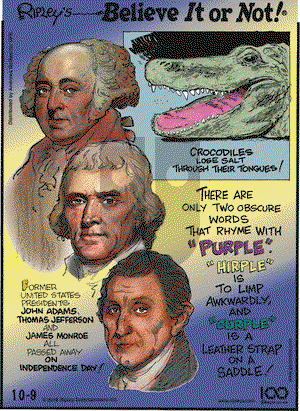 Ripley's Believe It or Not on Wednesday October 9, 2019 Comic Strip