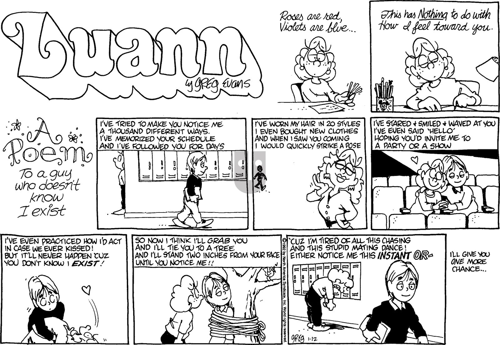 Luann - Sunday January 12, 1992 Comic Strip