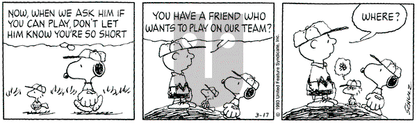 Peanuts on Wednesday March 17, 1993 Comic Strip