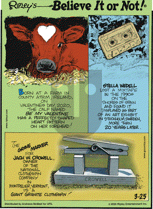 Ripley's Believe It or Not on Wednesday March 25, 2020 Comic Strip