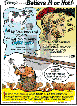 Ripley's Believe It or Not on Thursday March 20, 2014 Comic Strip