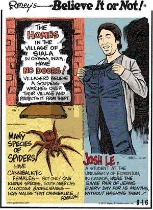 Ripley's Believe It or Not on Tuesday August 16, 2011 Comic Strip