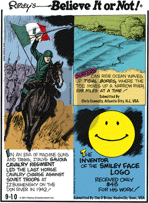 Ripley's Believe It or Not on Saturday September 10, 2011 Comic Strip