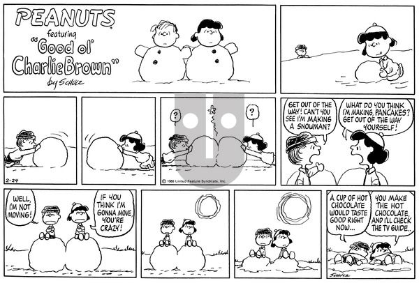Peanuts on Sunday February 24, 1980 Comic Strip