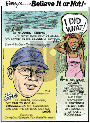 Ripley's Believe It or Not on Thursday October 1, 2009 Comic Strip