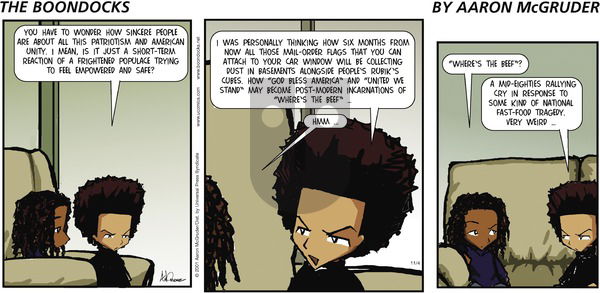 The Boondocks on Sunday November 4, 2001 Comic Strip