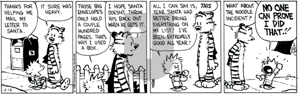 Calvin and Hobbes on Wednesday December 12, 1990 Comic Strip