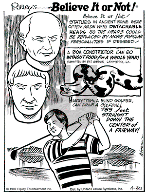 Ripley's Believe It or Not on Wednesday April 30, 1997 Comic Strip