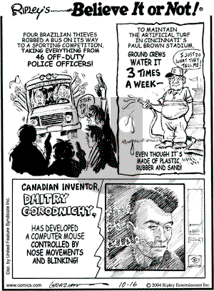 Ripley's Believe It or Not on Saturday October 16, 2004 Comic Strip