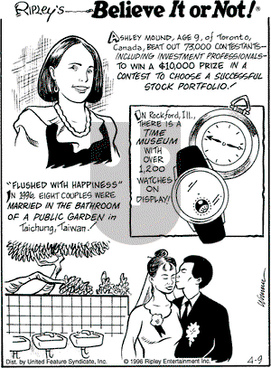 Ripley's Believe It or Not on Tuesday April 9, 1996 Comic Strip