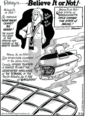 Ripley's Believe It or Not on Thursday March 16, 2000 Comic Strip