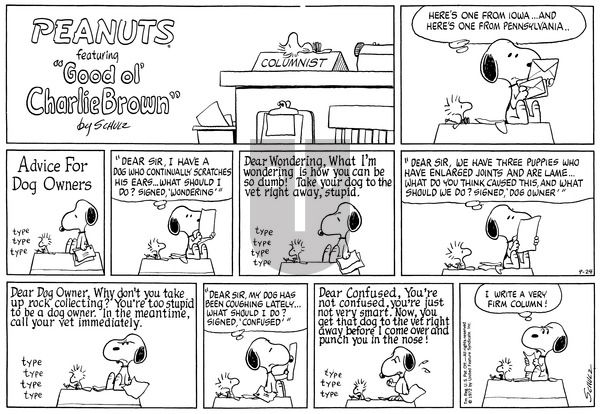 Peanuts on Sunday September 24, 1972 Comic Strip