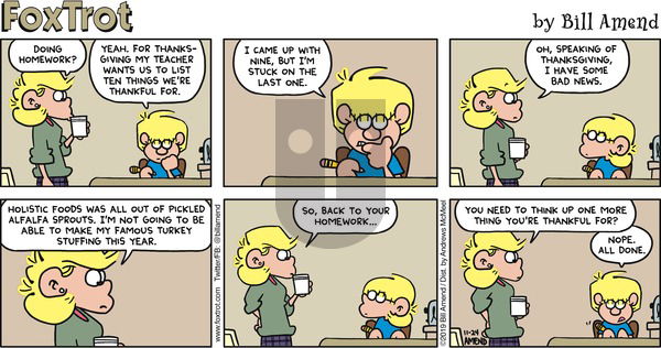 FoxTrot on Sunday November 24, 2019 Comic Strip