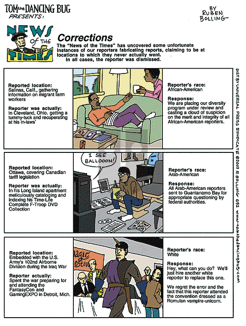 Tom the Dancing Bug on Saturday June 7, 2003 Comic Strip