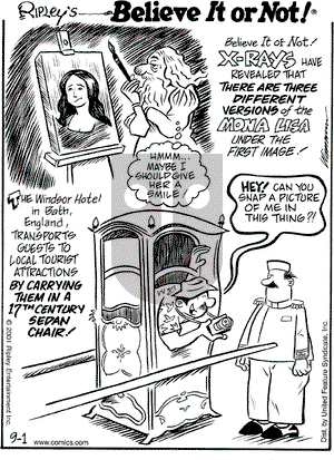 Ripley's Believe It or Not on Saturday September 1, 2001 Comic Strip