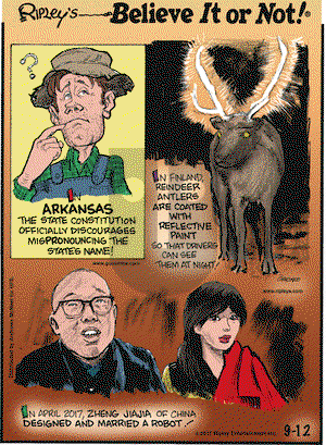 Ripley's Believe It or Not on Tuesday September 12, 2017 Comic Strip