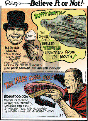 Ripley's Believe It or Not on Friday February 1, 2013 Comic Strip