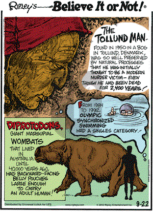 Ripley's Believe It or Not on Saturday September 22, 2012 Comic Strip