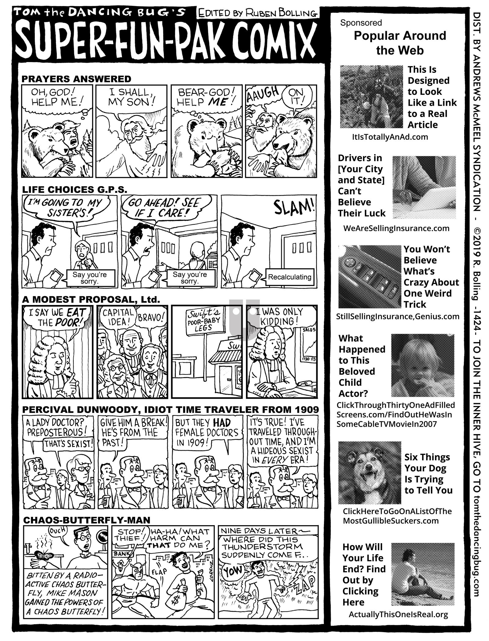 Tom the Dancing Bug - Monday February 4, 2019 Comic Strip
