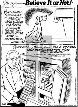 Ripley's Believe It or Not on Monday September 3, 2001 Comic Strip