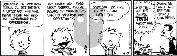 Calvin and Hobbes - Monday April 7, 1986 Comic Strip