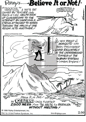 Ripley's Believe It or Not on Monday November 30, 1998 Comic Strip