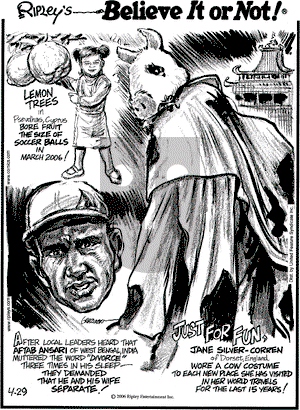 Ripley's Believe It or Not on Saturday April 29, 2006 Comic Strip