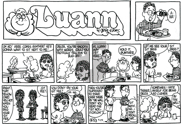 Luann on Sunday September 25, 1988 Comic Strip