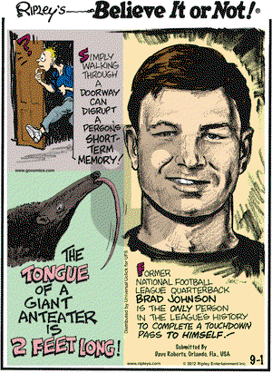Ripley's Believe It or Not on Saturday September 1, 2012 Comic Strip