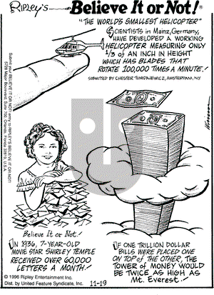 Ripley's Believe It or Not on Tuesday November 19, 1996 Comic Strip