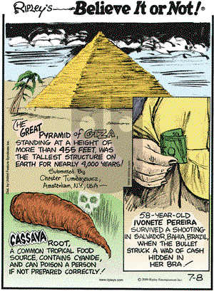 Ripley's Believe It or Not on Wednesday July 8, 2009 Comic Strip