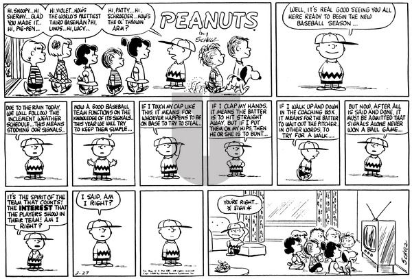 Peanuts on Sunday March 27, 1960 Comic Strip