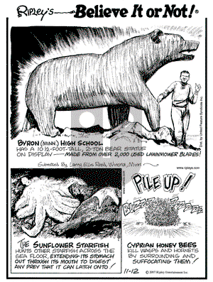 Ripley's Believe It or Not on Monday November 12, 2007 Comic Strip