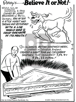 Ripley's Believe It or Not on Tuesday September 4, 2001 Comic Strip