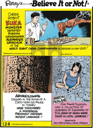 Ripley's Believe It or Not on Thursday December 6, 2012 Comic Strip