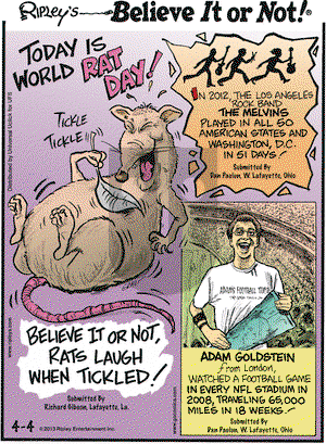 Ripley's Believe It or Not on Thursday April 4, 2013 Comic Strip