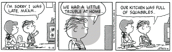 Peanuts - Tuesday September 16, 1997 Comic Strip
