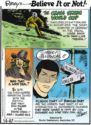 Ripley's Believe It or Not on Monday October 7, 2013 Comic Strip