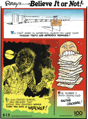 Ripley's Believe It or Not on Friday September 13, 2019 Comic Strip