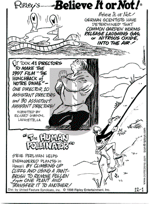 Ripley's Believe It or Not on Tuesday December 1, 1998 Comic Strip