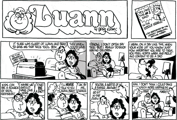 Luann on Sunday June 19, 1988 Comic Strip