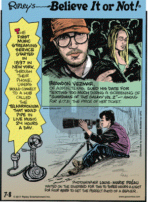 Ripley's Believe It or Not on Saturday July 8, 2017 Comic Strip