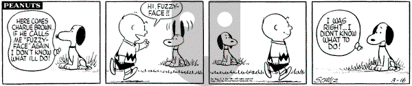 Peanuts - Saturday March 16, 1957 Comic Strip