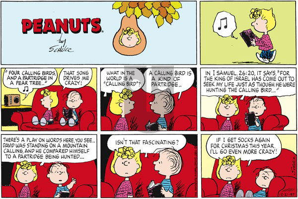 Peanuts on Sunday December 21, 1997 Comic Strip