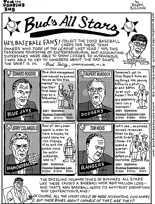 Tom the Dancing Bug on Saturday December 22, 2001 Comic Strip