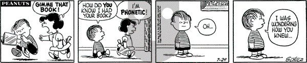Peanuts - Monday July 29, 1957 Comic Strip